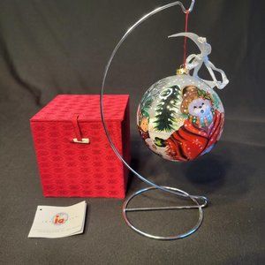 Inside Art Carolling Snowmen 4" Glass Ball Ornament w/ Box Snowman #728/1500